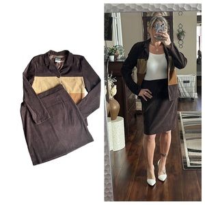 Vintage Byer Studio faux suede skirt suit